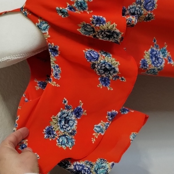 Line Up 143 Story Mini Floral Dress Red Blue Size Large - Picture 2 of 9